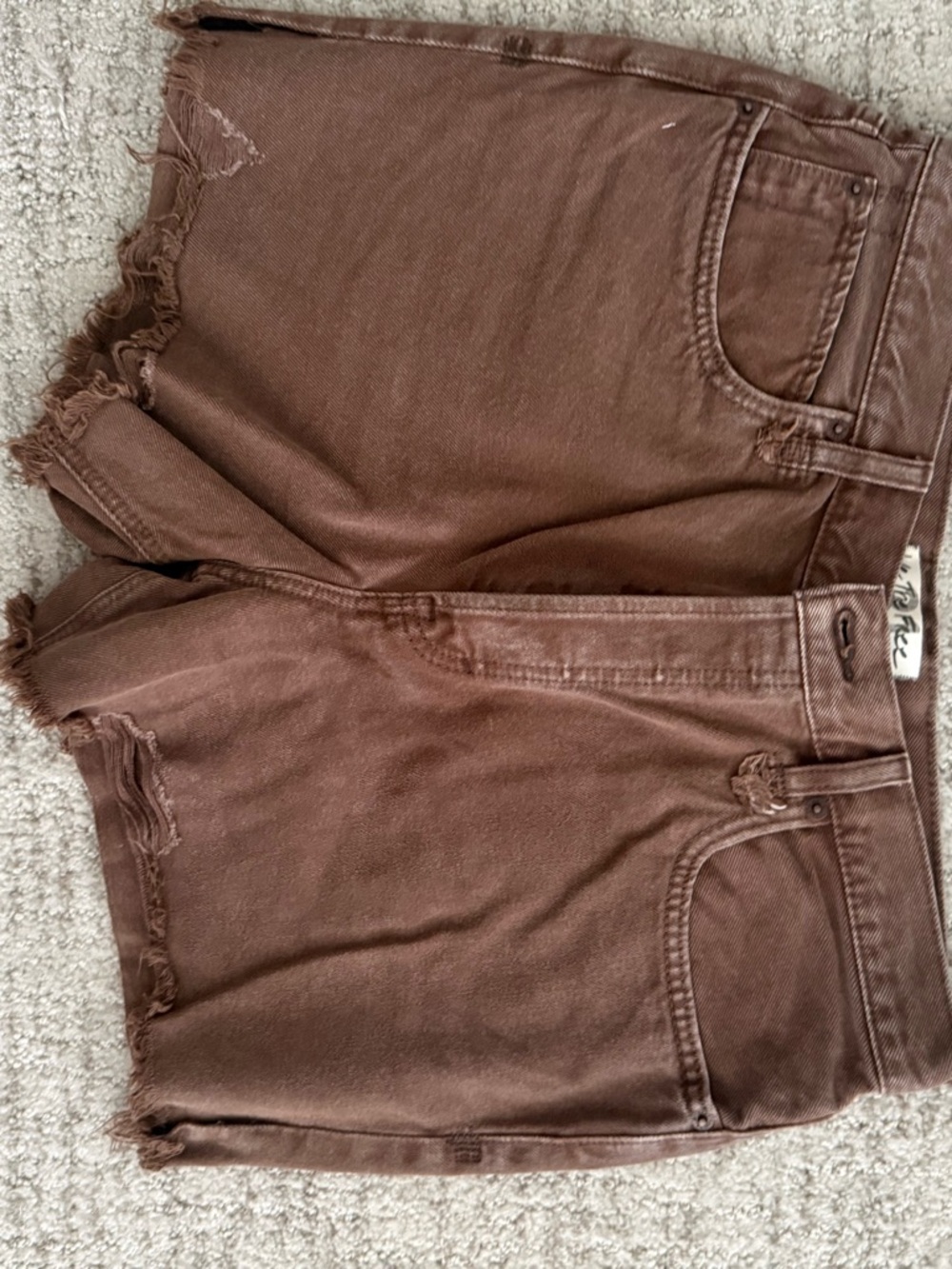 Free People Brown Frayed Denim Cutoff Shorts